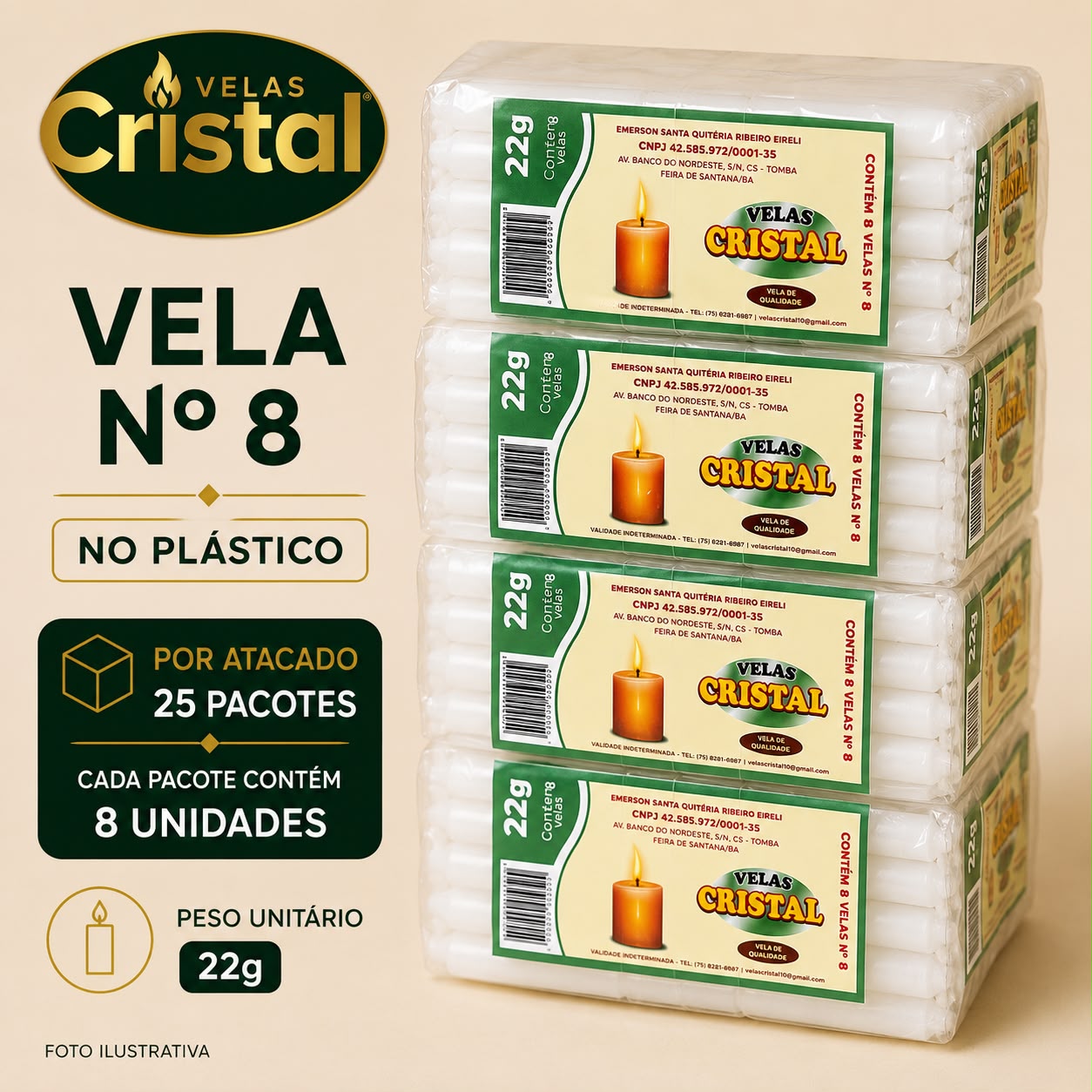 VELA N.08 - PLASTICO *ATACADO*
