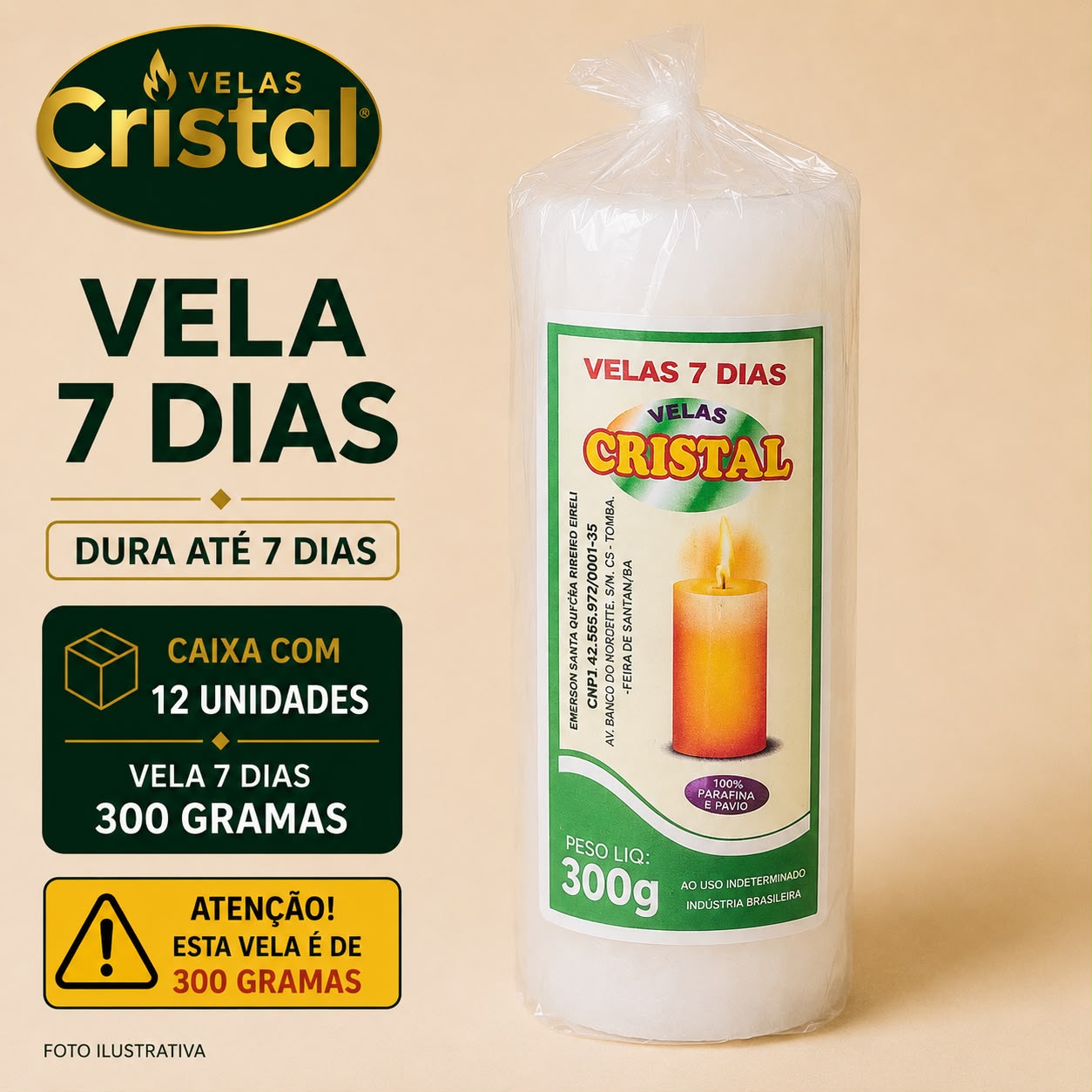 VELA VOTIVA 7 DIAS - 300G